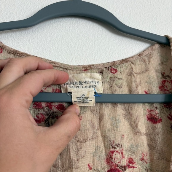 Ralph Lauren Denim & Supply Floral Red and Tan Gauze Dress. Size Large Spring. - Picture 8 of 13